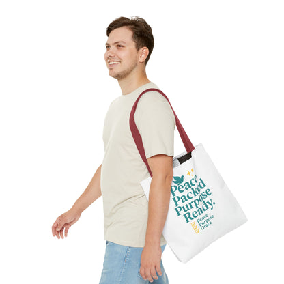 Motivational Tote Bag - Peace Packed Purpose Ready, Inspirational Eco-Friendly Bag, Gift for Friends, Stylish Everyday Use, Shopping, Gym