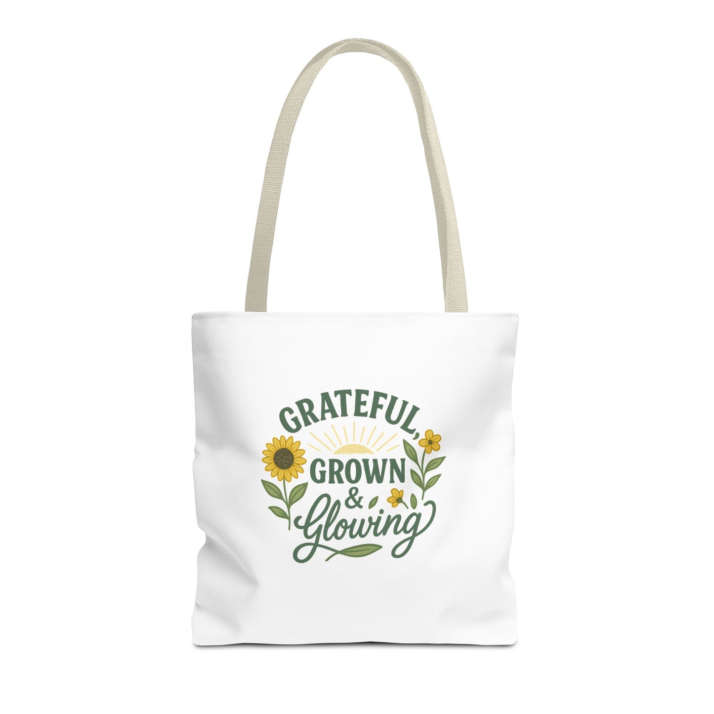 Grateful & Growing Tote Bag, Inspirational Gift, Eco-Friendly Shopper, Floral Design, Sunflower Tote, Everyday Use, Life's Little Joys