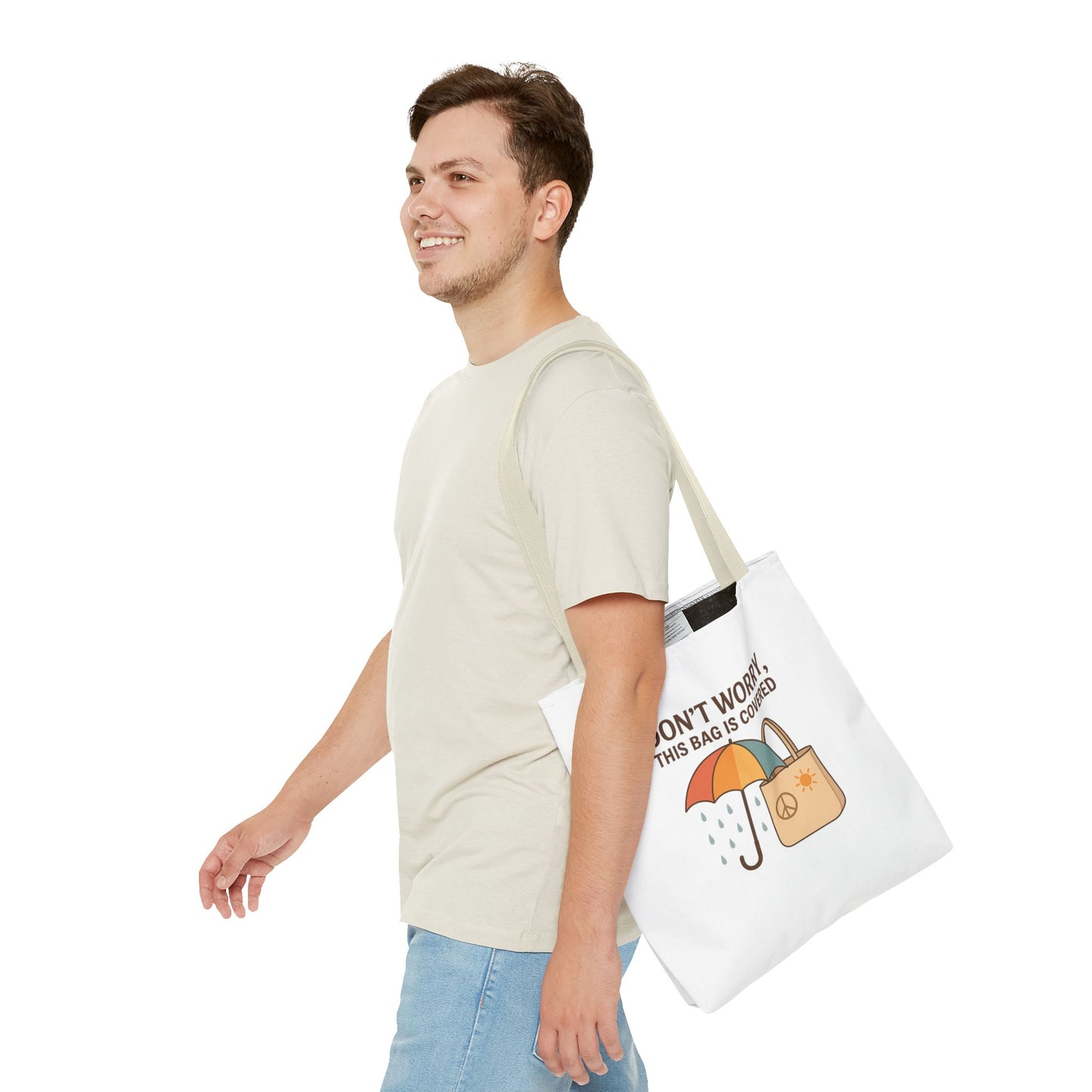 Waterproof Tote Bag - Don't Worry, This Bag Is Covered | Eco-Friendly, Beach, Gym, Shopping, Travel