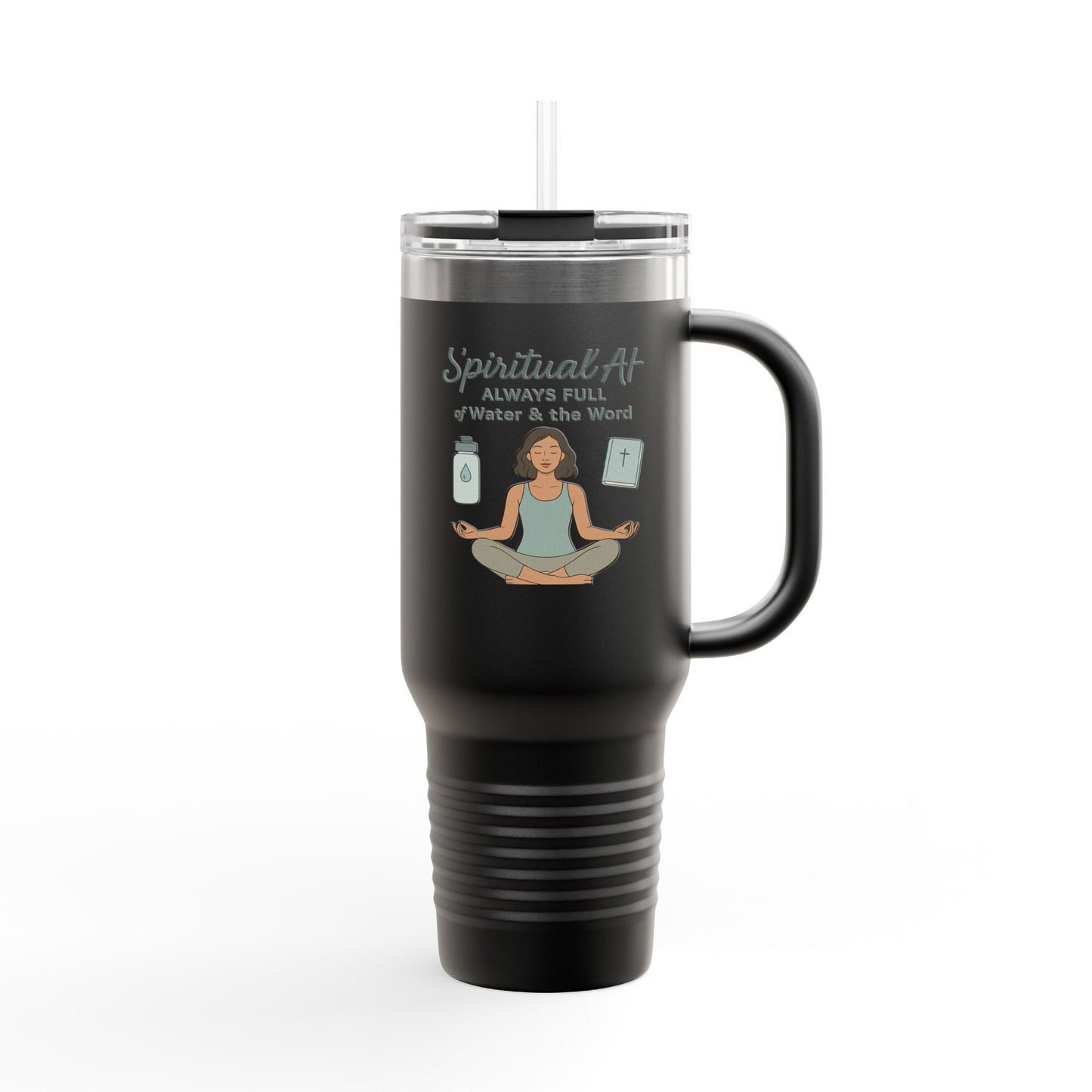 Spiritual Themed Insulated Travel Mug | 40oz | Mindfulness | Hot & Cold Drink | Meditation | Fitness | Gift for Yogis