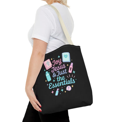 Joyful Essentials Tote Bag for Faith Lovers, Christian Canvas Bag, Unique Gift for Church, Bible Study, Everyday Use, Stylish Carryall