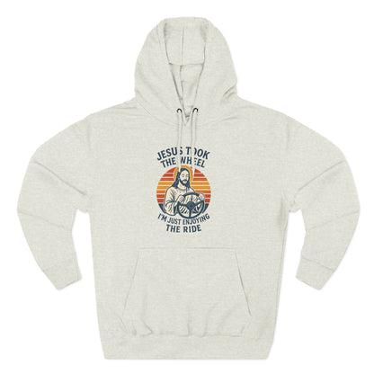 Jesus Took the Wheel Hoodie, Inspirational Faith Wear, Christian Gift, Cozy Fleece Hoodie, Perfect for Church &amp; Holidays