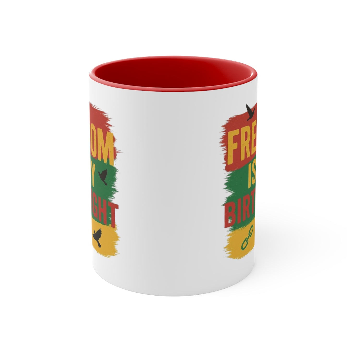 Accent Mug — "Freedom Is My Birthright" Rasta-Inspired Ceramic Coffee Cup