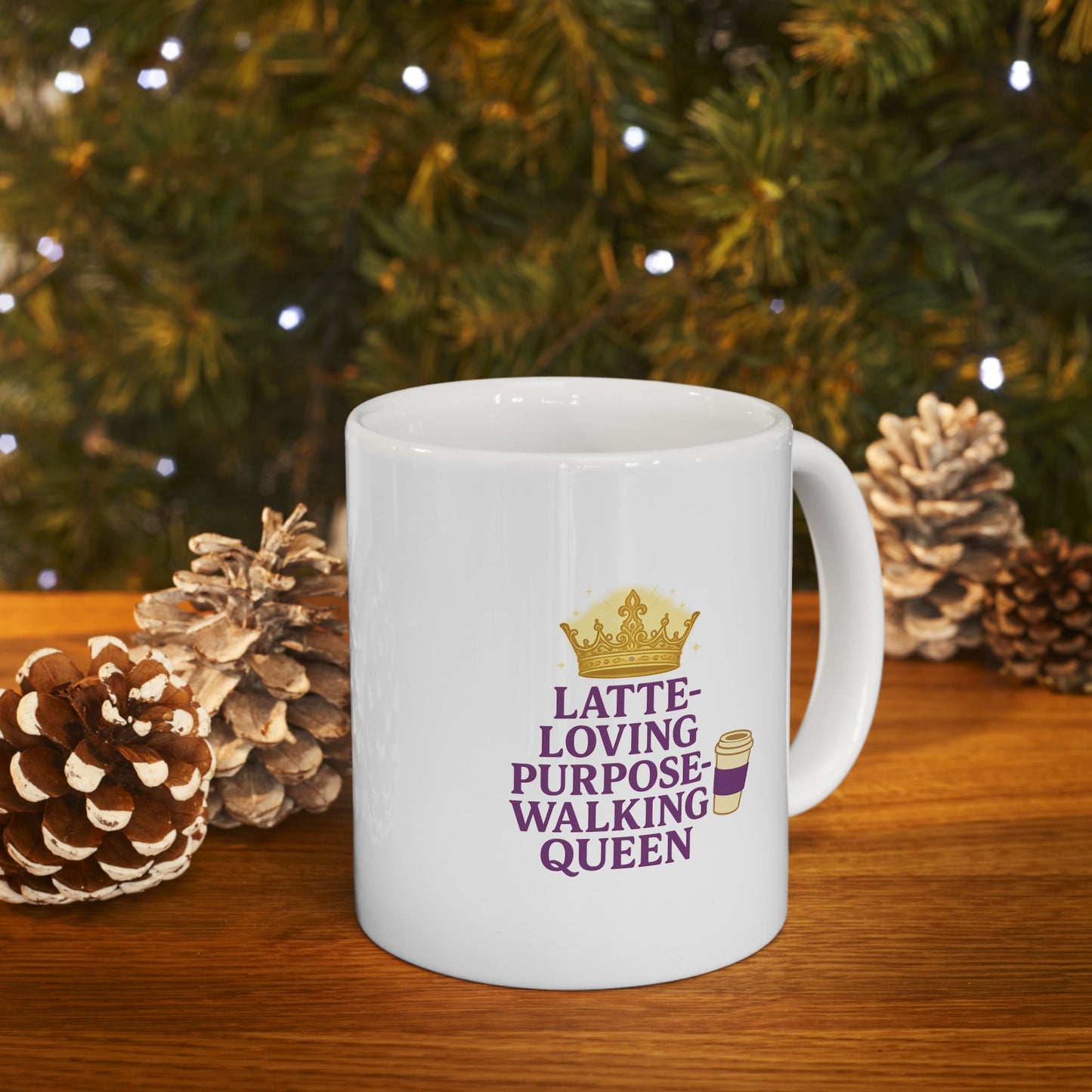 Latte Loving Purpose - Walking Queen - Funny Ceramic Mug, Coffee Lover Gift, Cute Mug for Tea, Unique Kitchen Decor, Humorous Beverage Cup, Office Coffee Mug