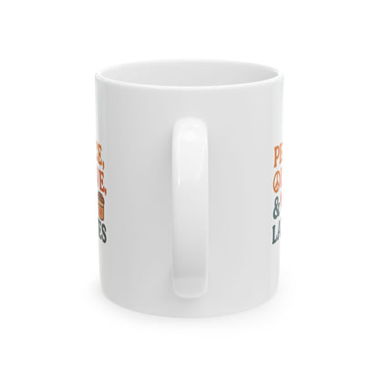 Peace Love & LattesCeramic Mug - Perfect for Coffee Lovers, Gift for Mom, Cute Kitchen Decor, Personalized Mug, Birthday Gift