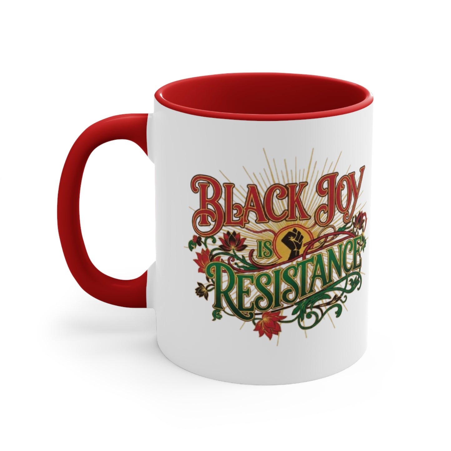 Accent Mug — "Black Joy Is Resistance" Inspirational Coffee Cup