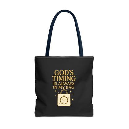God's Timing Tote Bag | Motivational Bag for Everyday Use, Gift for Believers, Casual Tote for Work, School, and Travel