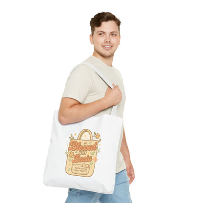 Blessed Not Basic Tote Bag, Trendy Eco-Friendly Canvas