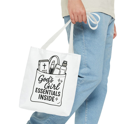 God's Girl Essentials Tote Bag | Motivational Bag for Women, Christian Gifts, Spiritual Tote, Everyday Purse, Faith-Inspired Accessory