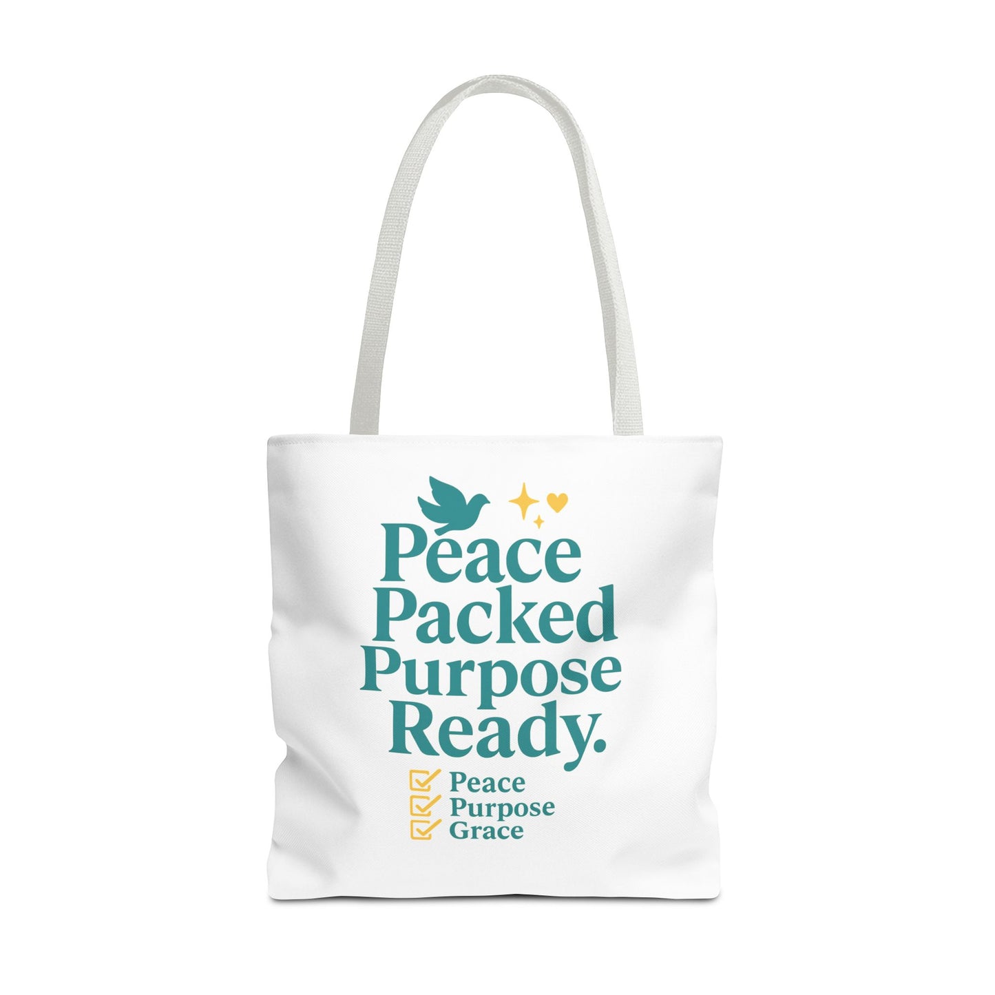 Motivational Tote Bag - Peace Packed Purpose Ready, Inspirational Eco-Friendly Bag, Gift for Friends, Stylish Everyday Use, Shopping, Gym
