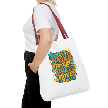 Peace Prayers Power Moves Tote Bag - Eco-Friendly Reusable Shopping Bag, Gift for Spiritual Friends, Motivational Gift, Stylish [...]