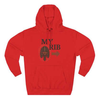 Heartfelt Rib Graphic Hoodie for Couples, Valentine's Day Gift, Matching Sweatshirt, Cozy Fleece, Romantic Style