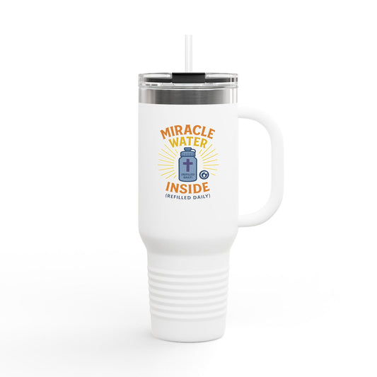 Miracle Water Insulated Travel Mug - 40oz, Eco-Friendly Tumbler, Stylish Stemless Cup, Perfect for Travel, Daily Use, Gift Idea