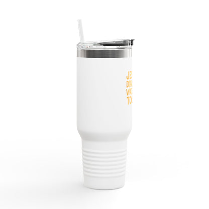 Jesus Drank Water - Fun Insulated Travel Mug, Jesus Drank Water Too, 40oz Coffee Tumbler, Perfect for Gifts, Inspirational Travel Cup, Bible Verse Drinkware