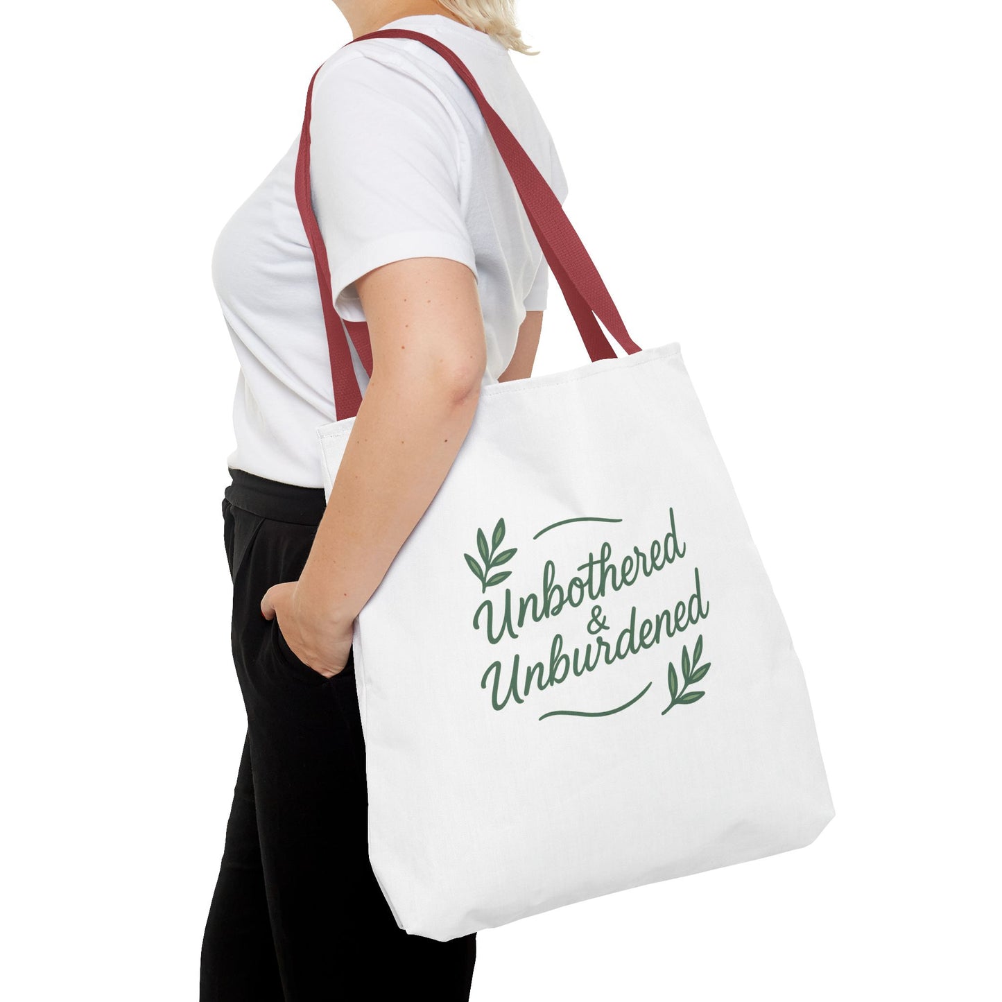 Unbothered & Unburdened Tote Bag, Everyday Tote, Eco-Friendly Bag, Gift for Her, Stylish Shopping Bag, Motivational Tote