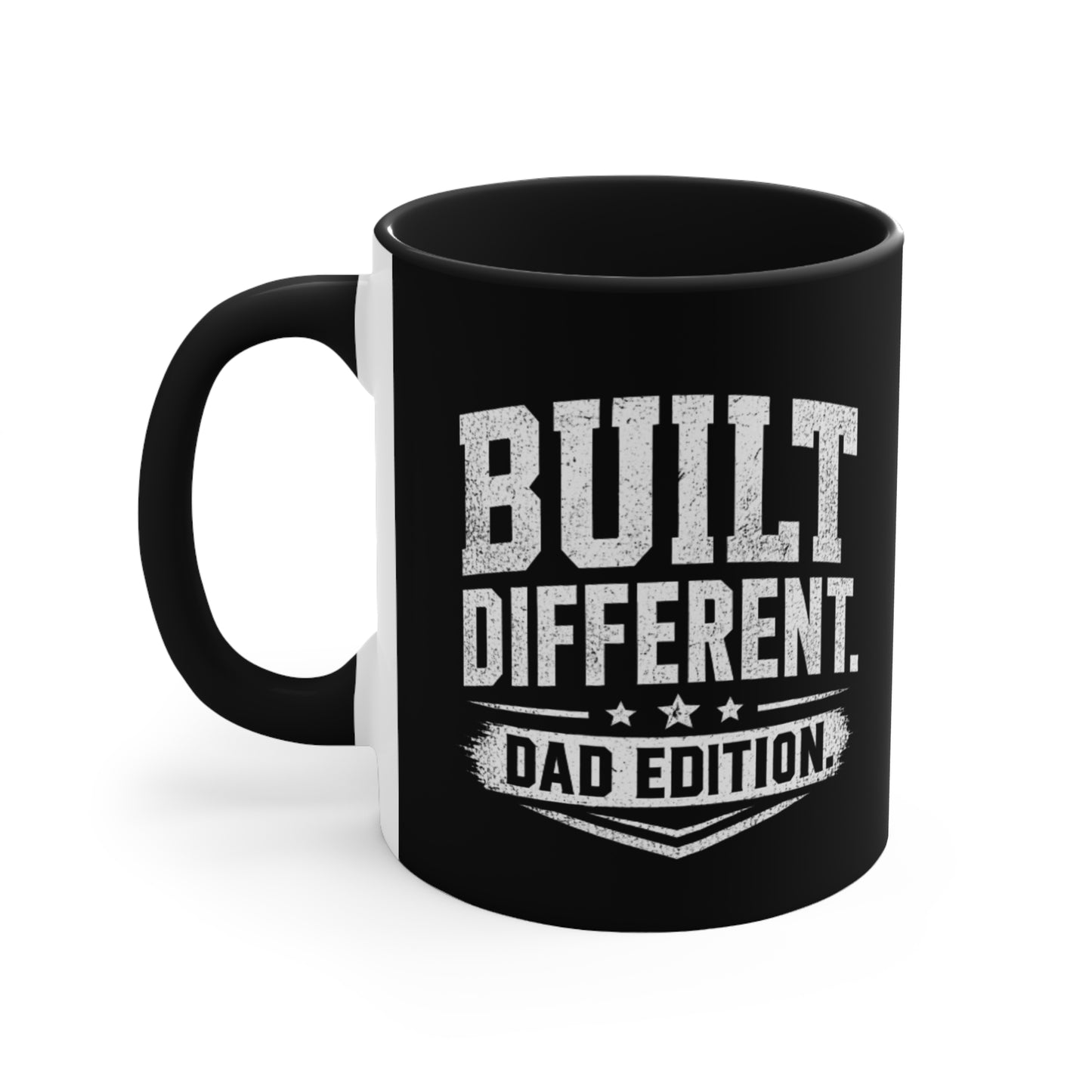 Built Different Dad Edition Accent Mug — Pink Interior Coffee Cup for Fathers, Father’s Day Gift