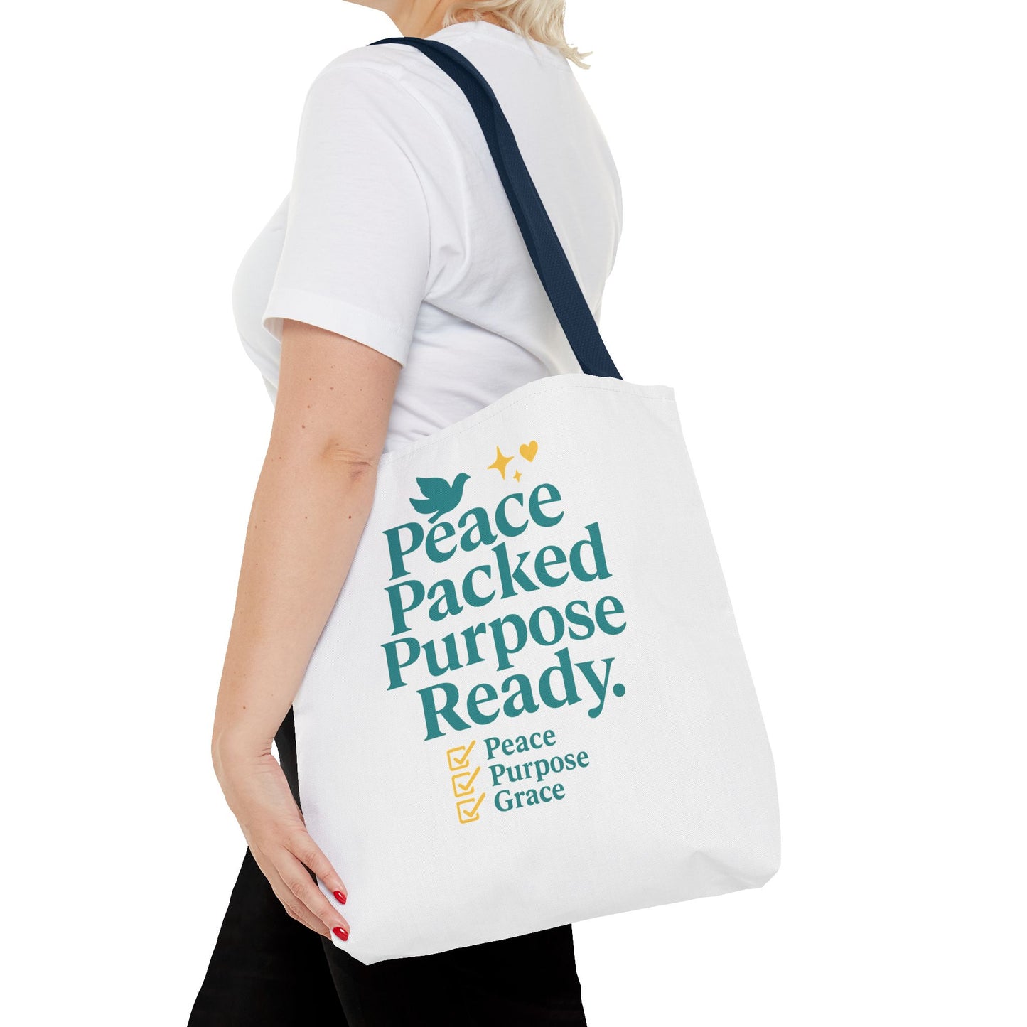Motivational Tote Bag - Peace Packed Purpose Ready, Inspirational Eco-Friendly Bag, Gift for Friends, Stylish Everyday Use, Shopping, Gym