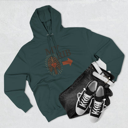 Heartfelt Rib Graphic Hoodie for Couples, Valentine's Day Gift, Matching Sweatshirt, Cozy Fleece, Romantic Style