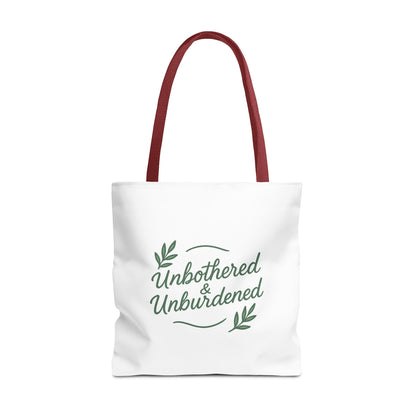 Unbothered & Unburdened Tote Bag, Everyday Tote, Eco-Friendly Bag, Gift for Her, Stylish Shopping Bag, Motivational Tote