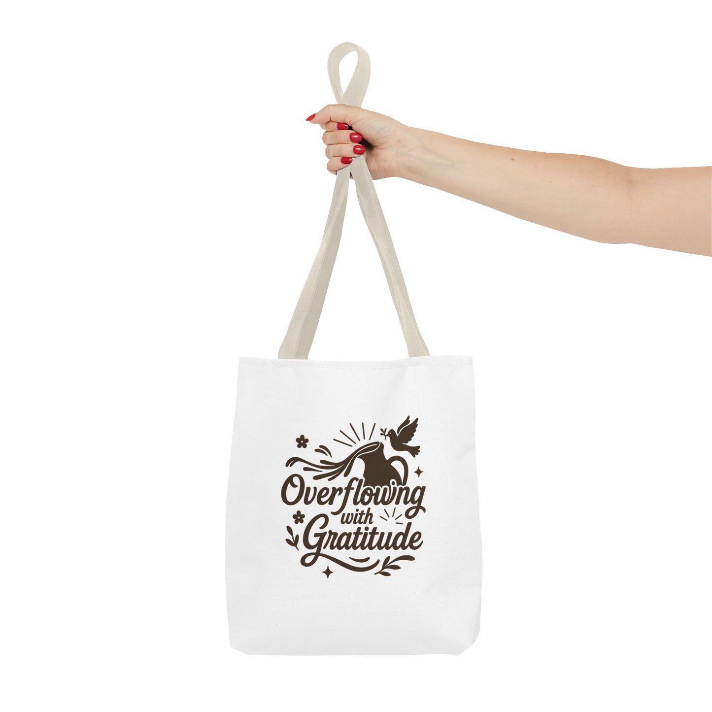Overflowing with Gratitude Tote Bag - Eco-Friendly, Reusable Shopping Bag, Gift for Friends, Thank You Gift, Inspirational Design