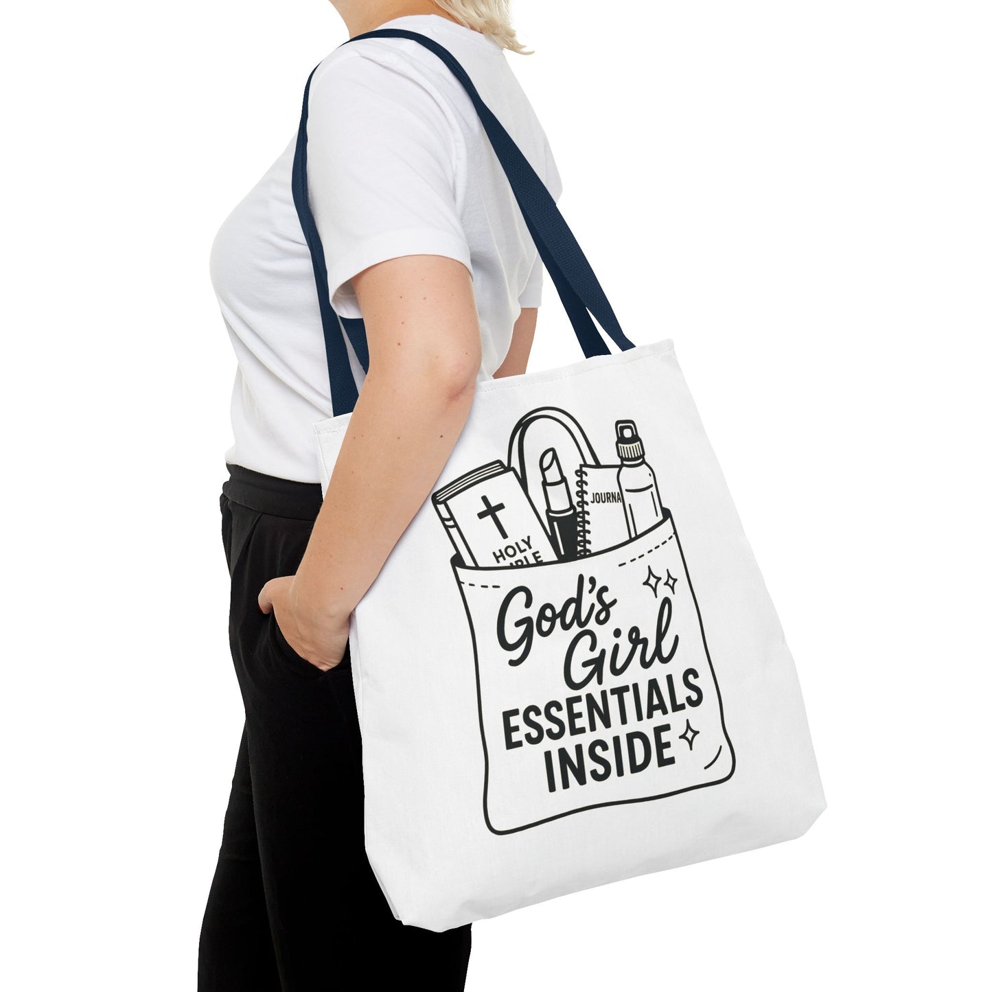 God's Girl Essentials Tote Bag | Motivational Bag for Women, Christian Gifts, Spiritual Tote, Everyday Purse, Faith-Inspired Accessory