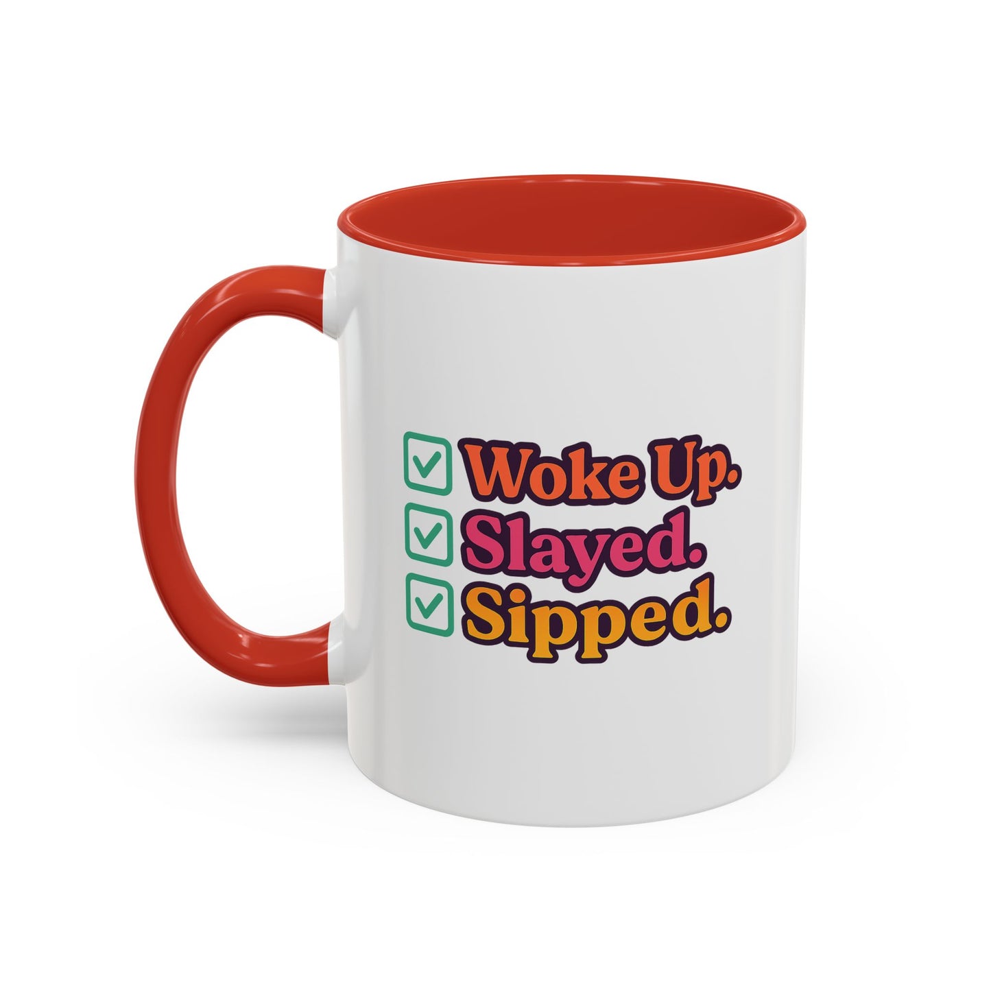 Woke Up Slayed Sipped Coffee Mug, Motivational Mug Gift, Fun Coffee Cup, Inspirational Office Mug, Morning Routine Mug