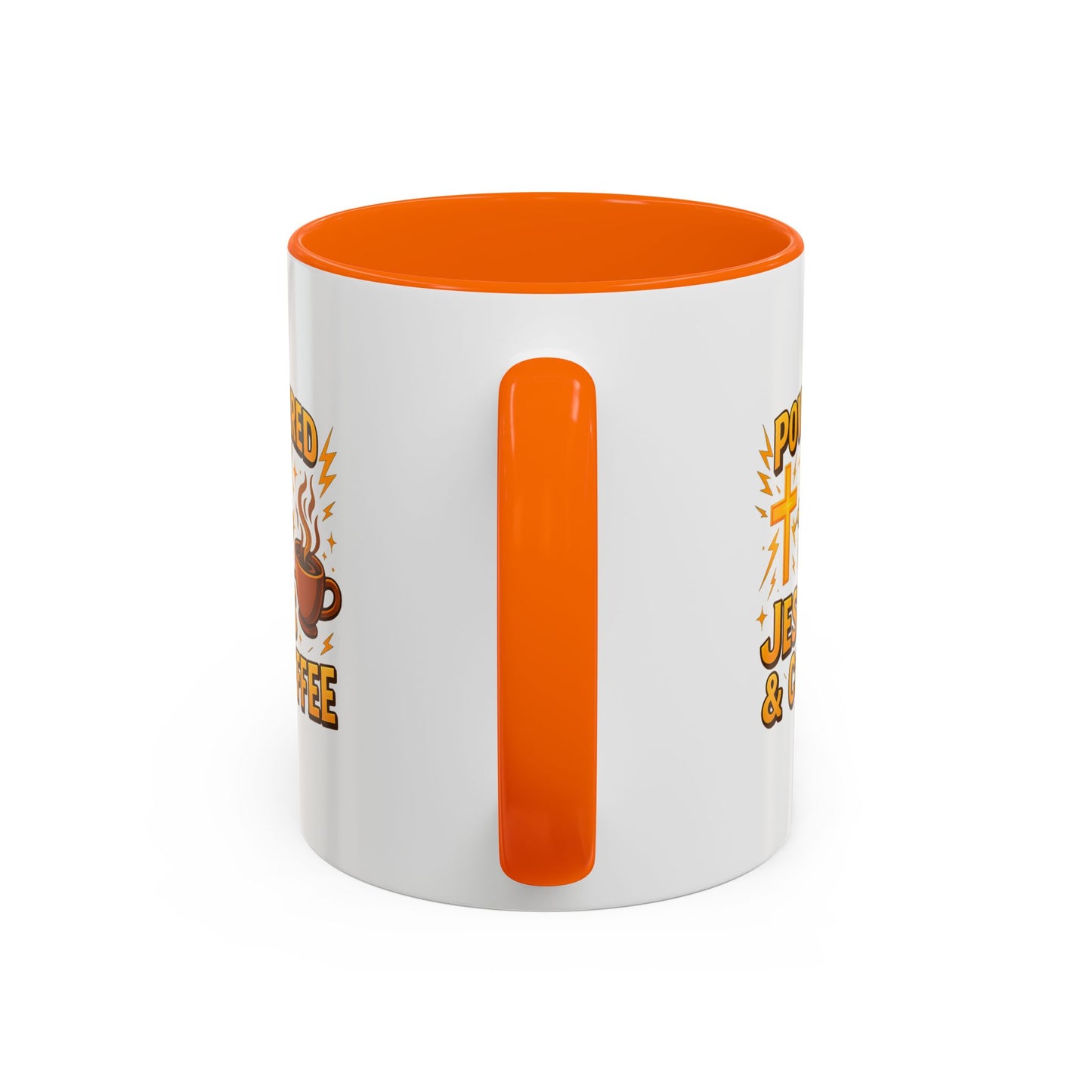 Coffee Lover's Accent Mug - Powered by Jesus & Coffee, Inspirational Drinkware, Christian Gift, Coffee Enthusiast, Religious Mug, [...]