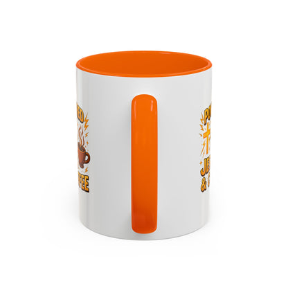 Coffee Lover's Accent Mug - Powered by Jesus & Coffee, Inspirational Drinkware, Christian Gift, Coffee Enthusiast, Religious Mug, [...]
