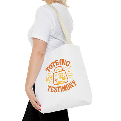 Testimony Tote Bag - Stylish AOP Bag for Daily Use, Perfect for Church, Casual Outings, or Gifts, Christian Tote, Inspirational Bag