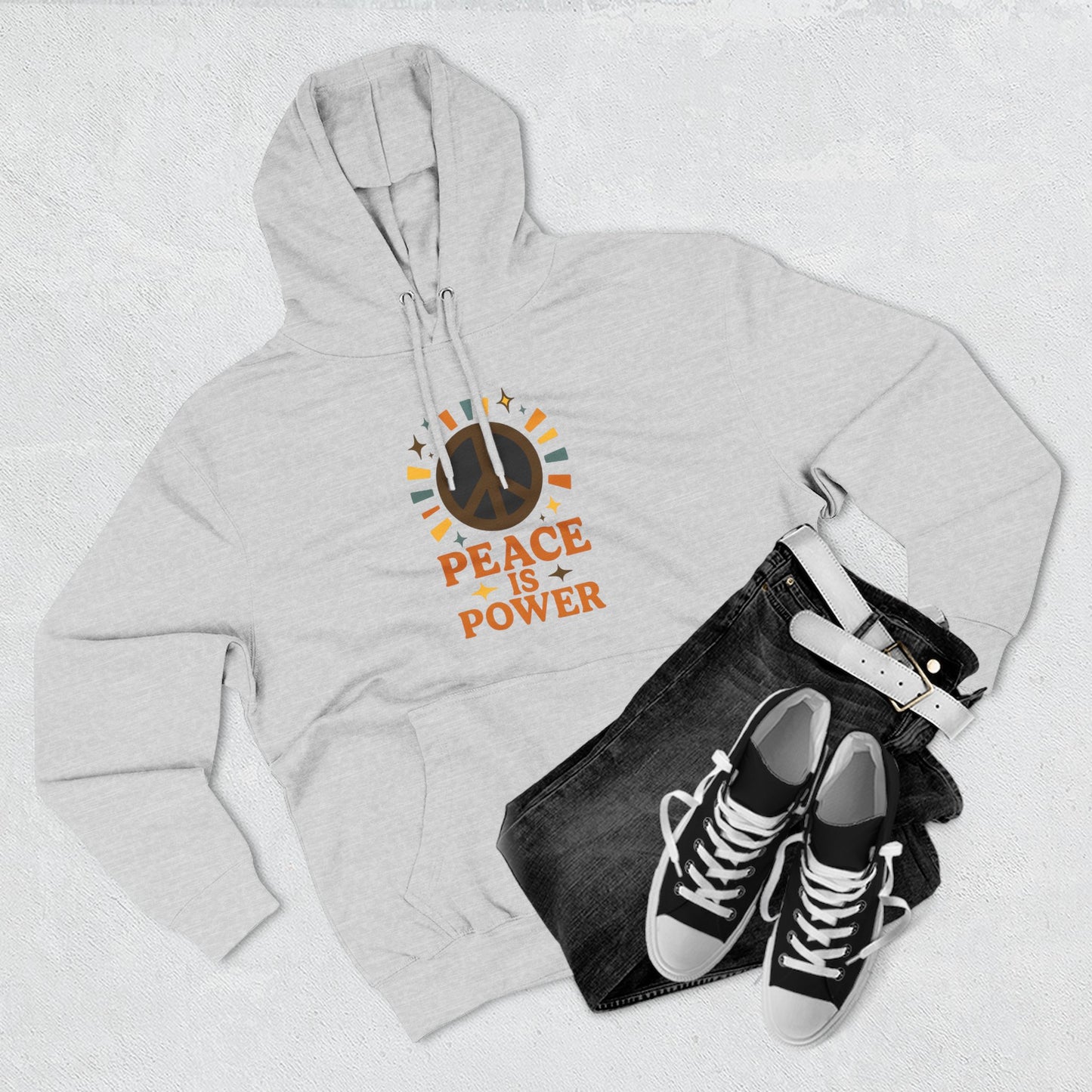 Peace is Power Fleece Hoodie - Cozy Unisex Sweatshirt, Gift for Activists, Warm Layer for Events, Inspirational Apparel