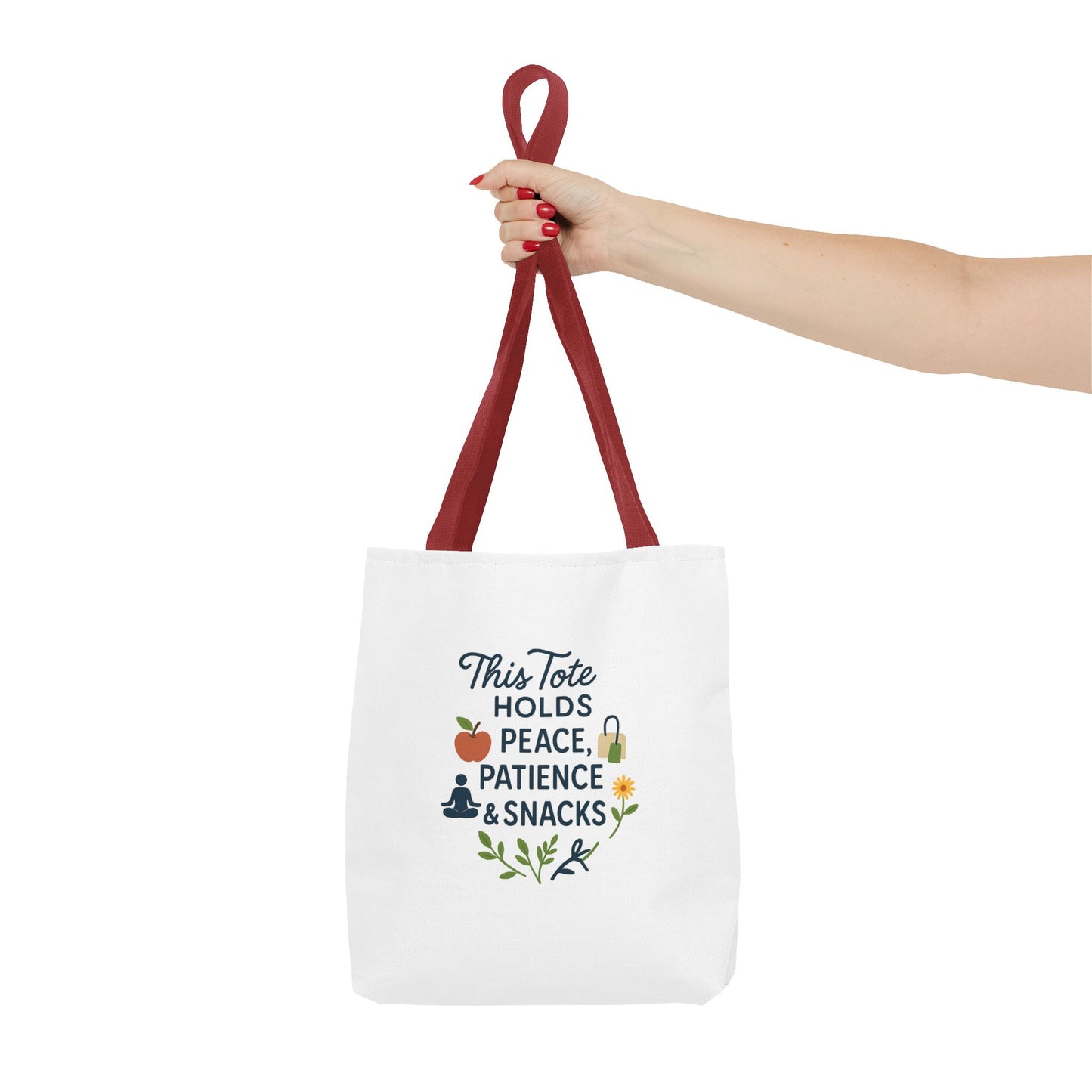 Peace, Patience & Snacks Tote Bag | Eco-Friendly Shopper, Gift for Friends, Beach Tote, Daily Carryall, Motivational Bag
