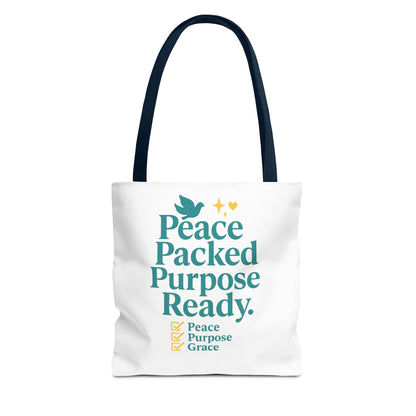 Motivational Tote Bag - Peace Packed Purpose Ready, Inspirational Eco-Friendly Bag, Gift for Friends, Stylish Everyday Use, Shopping, Gym