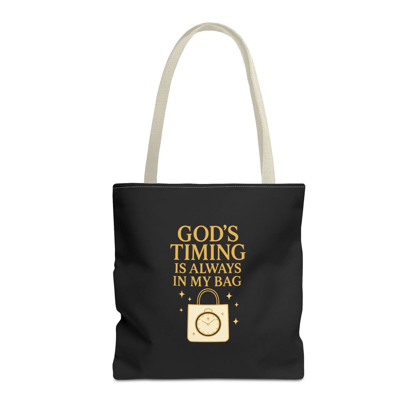 God's Timing Tote Bag | Motivational Bag for Everyday Use, Gift for Believers, Casual Tote for Work, School, and Travel