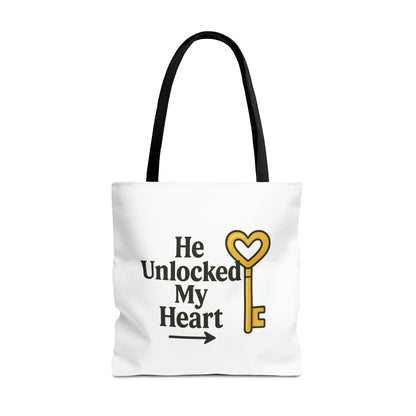 Heart Unlocking Quote Tote Bag, Valentine's Gift, Love Theme, Stylish Shoulder Bag, Perfect for Everyday Use, Cute Fashion Accessory