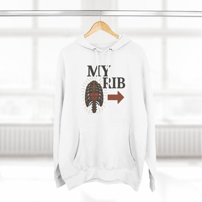 Heartfelt Rib Graphic Hoodie for Couples, Valentine's Day Gift, Matching Sweatshirt, Cozy Fleece, Romantic Style