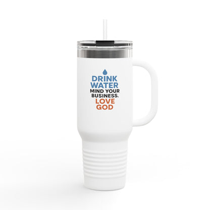 Drink Water - Insulated Travel Mug, 40oz - Motivational Drink Water Mug, Perfect for Coffee Lovers, Hydration Reminder, Gifts for Him/Her, Daily Use