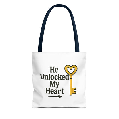 Heart Unlocking Quote Tote Bag, Valentine's Gift, Love Theme, Stylish Shoulder Bag, Perfect for Everyday Use, Cute Fashion Accessory