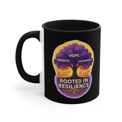 Accent Mug — Rooted in Resilience Tree Design (Hope • Growth • Empowerment)