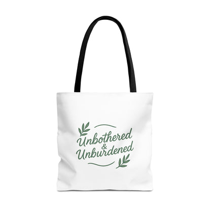 Unbothered & Unburdened Tote Bag, Everyday Tote, Eco-Friendly Bag, Gift for Her, Stylish Shopping Bag, Motivational Tote