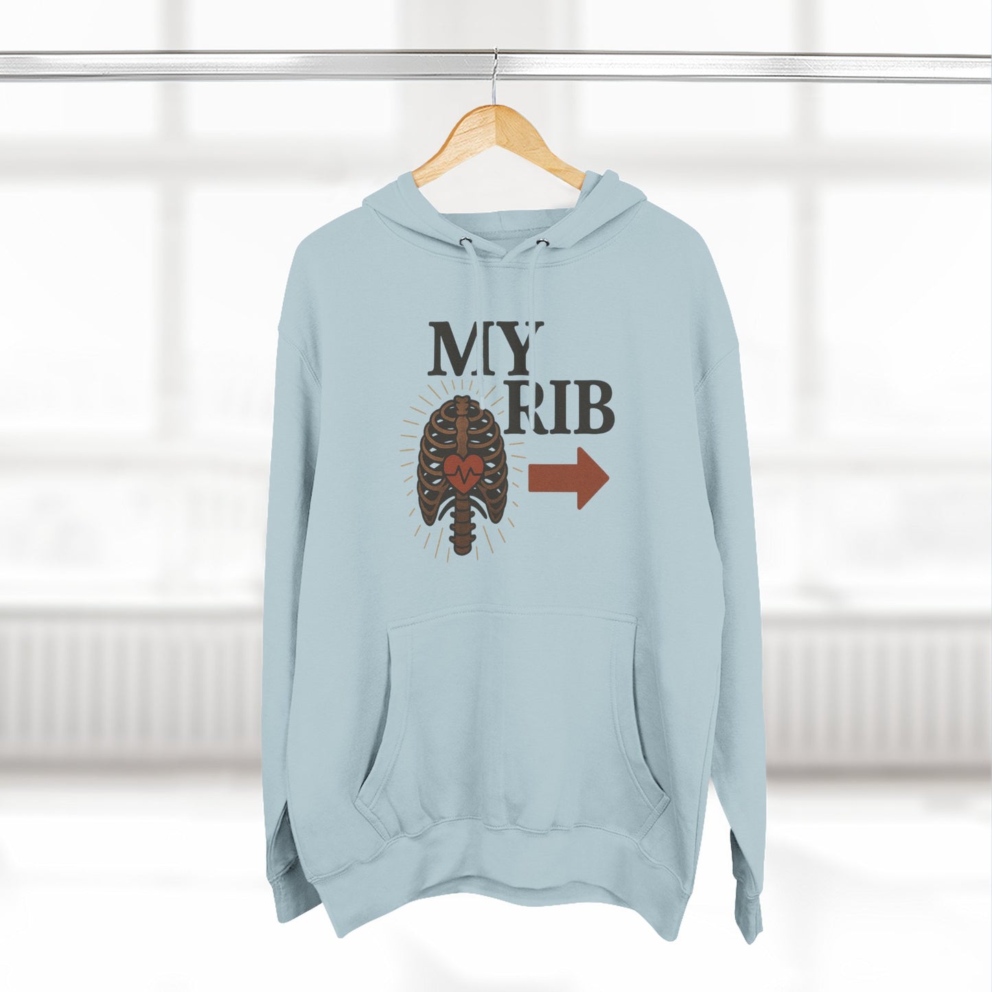 Heartfelt Rib Graphic Hoodie for Couples, Valentine's Day Gift, Matching Sweatshirt, Cozy Fleece, Romantic Style