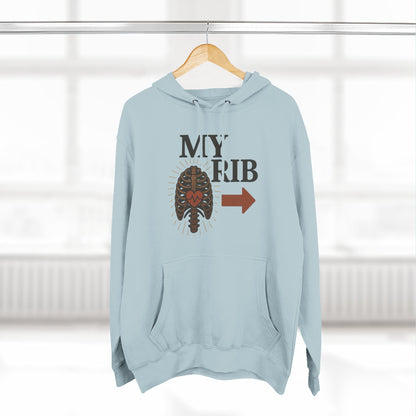 Heartfelt Rib Graphic Hoodie for Couples, Valentine's Day Gift, Matching Sweatshirt, Cozy Fleece, Romantic Style