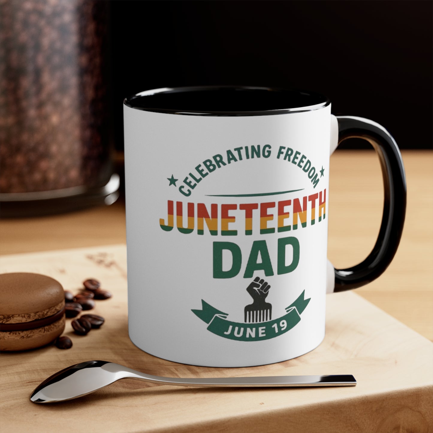 Juneteenth Dad Accent Mug — Celebrating Freedom June 19 Coffee Cup