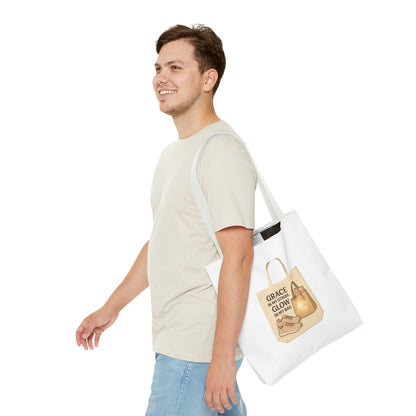 Chic Inspirational Tote Bag, Grace in My Stride Glow in My Bag, Motivational Gift, Daily Use, Eco-Friendly Shopping Bag, Trendy Handbag