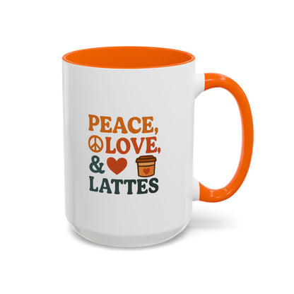 Peace, Love & Lattes Coffee Mug | Accent Mug for Coffee Lovers | Gift for Baristas, Friends, Home Decor, Kitchen Essentials