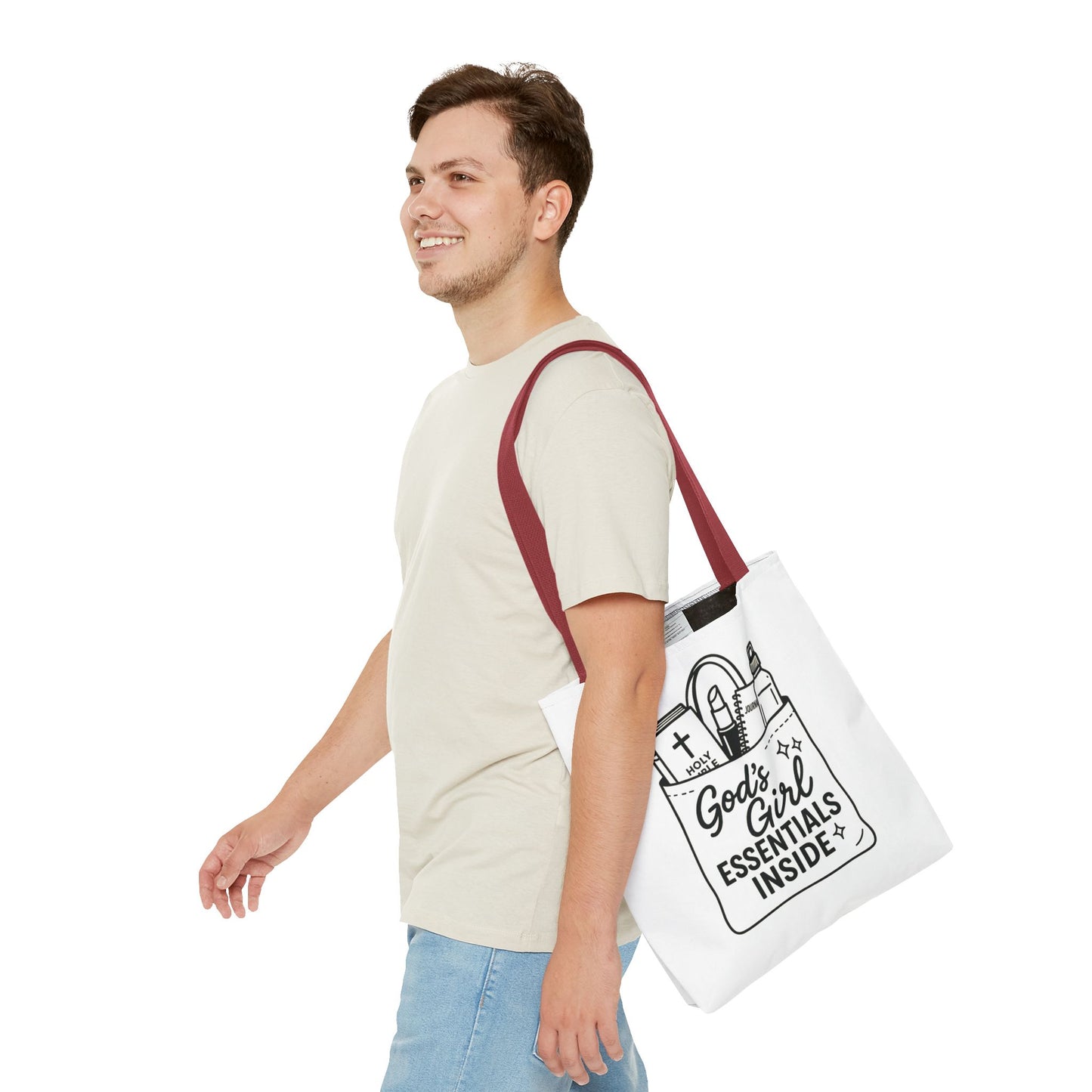 God's Girl Essentials Tote Bag | Motivational Bag for Women, Christian Gifts, Spiritual Tote, Everyday Purse, Faith-Inspired Accessory