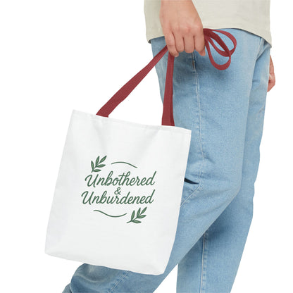 Unbothered & Unburdened Tote Bag, Everyday Tote, Eco-Friendly Bag, Gift for Her, Stylish Shopping Bag, Motivational Tote