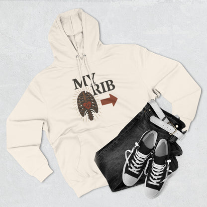 Heartfelt Rib Graphic Hoodie for Couples, Valentine's Day Gift, Matching Sweatshirt, Cozy Fleece, Romantic Style