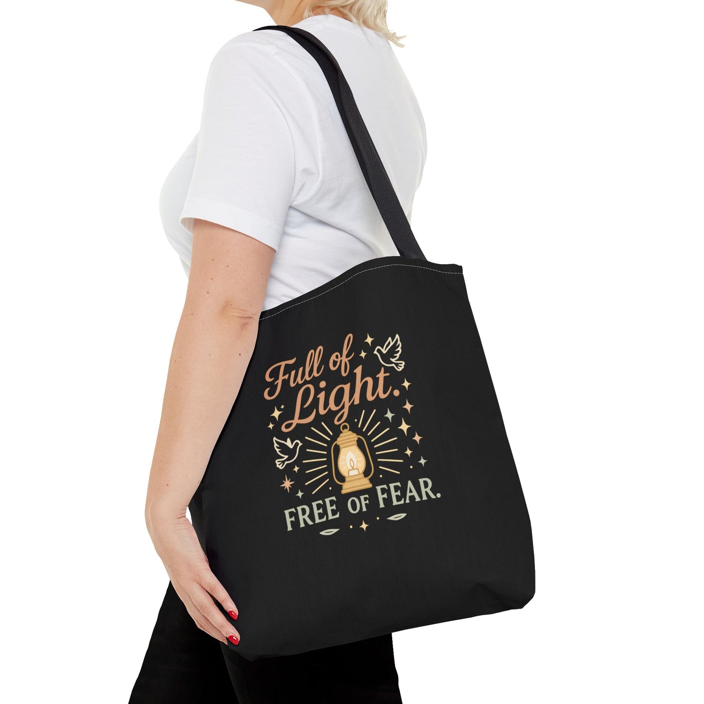 Full of Light Tote Bag, Inspirational Bag, Fearless Gift, Motivational Quote, Spiritual Tote, Everyday Accessory