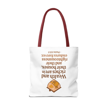 Psalm 112:3 Bible Verse Tote Bag