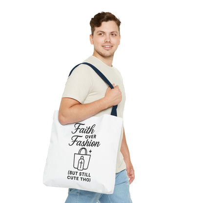 Faith Over Fashion Tote Bag - Stylish Everyday Carry, Eco-Friendly Shopping Bag, Gift for Fashion Lovers, Christian Tote, Positive Vibes